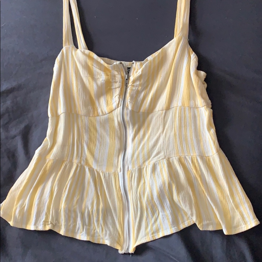 Yellow and white zipper tank top